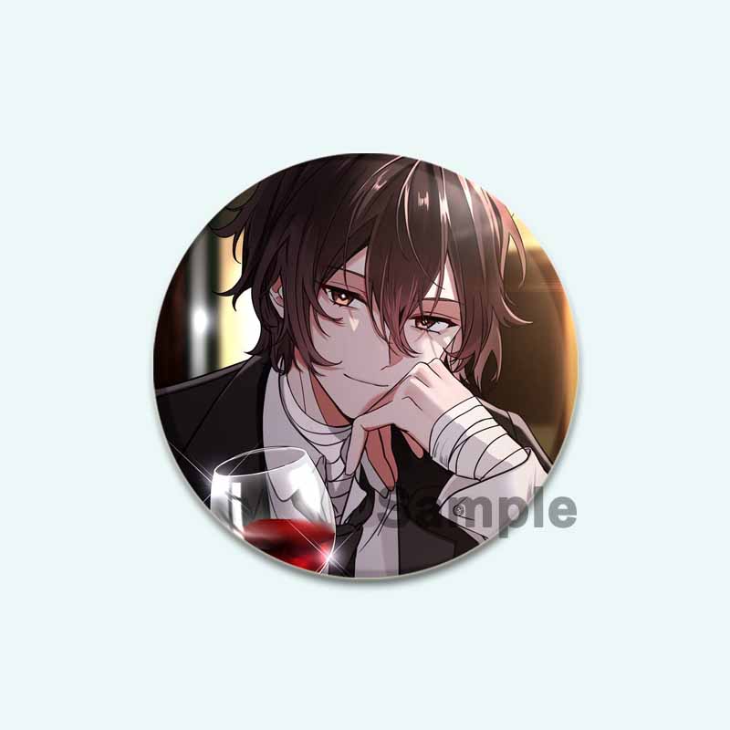 32/44/58mm Anime Bungo Stray Dogs Pins Dazai Osamu Cartoon Badge Armed Detective Agency Handmade Brooches Breastpin for Backpack Clothes