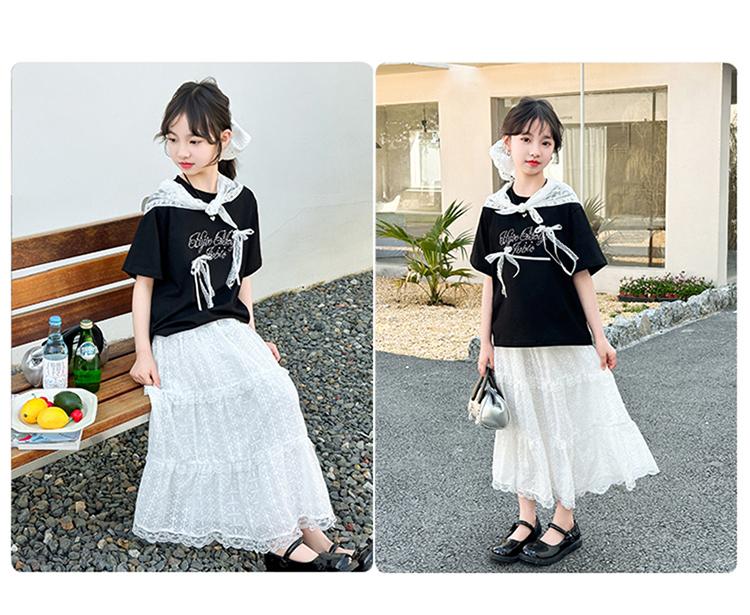 Girls' summer dress 2026 new children's fairy style floating skirt summer big children's white half skirt set