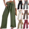 Womens Wide Leg Palazzo Pants High Waisted Adjustable Tie Knot Flowy Trousers Casual Loose Pant With Pockets