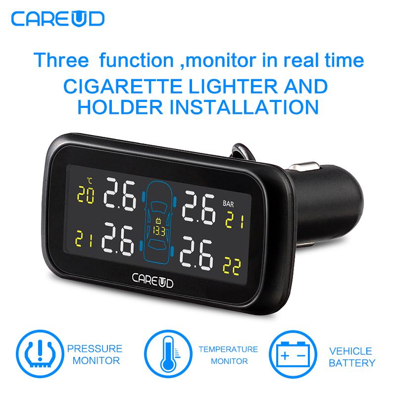 TPMS Tire Pressure Monitoring System Diagnostic-tool Tire Pressure Alarm Cigarette Lighter Temperature DIY PSI Bar CAREUD 903