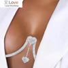 Chest Bracket Double Pendant Heart Bras Chain Necklace Body Jewelry Rhinestone Top Fashion Gift Beach Bikini Swimwear Women