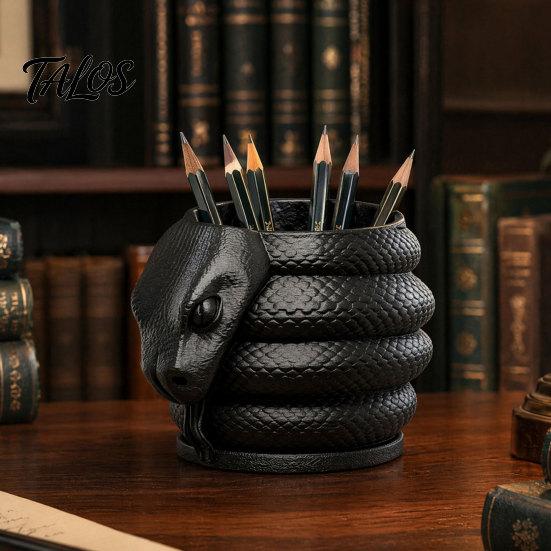 Держатель для гелевых ручек, 3D-печатная форма змеи, Креативный настольный органайзер для карандашей, цветных карандашей, ручек, канцелярских ножей, Темный стиль, Канцелярские принадлежности, Гладкий