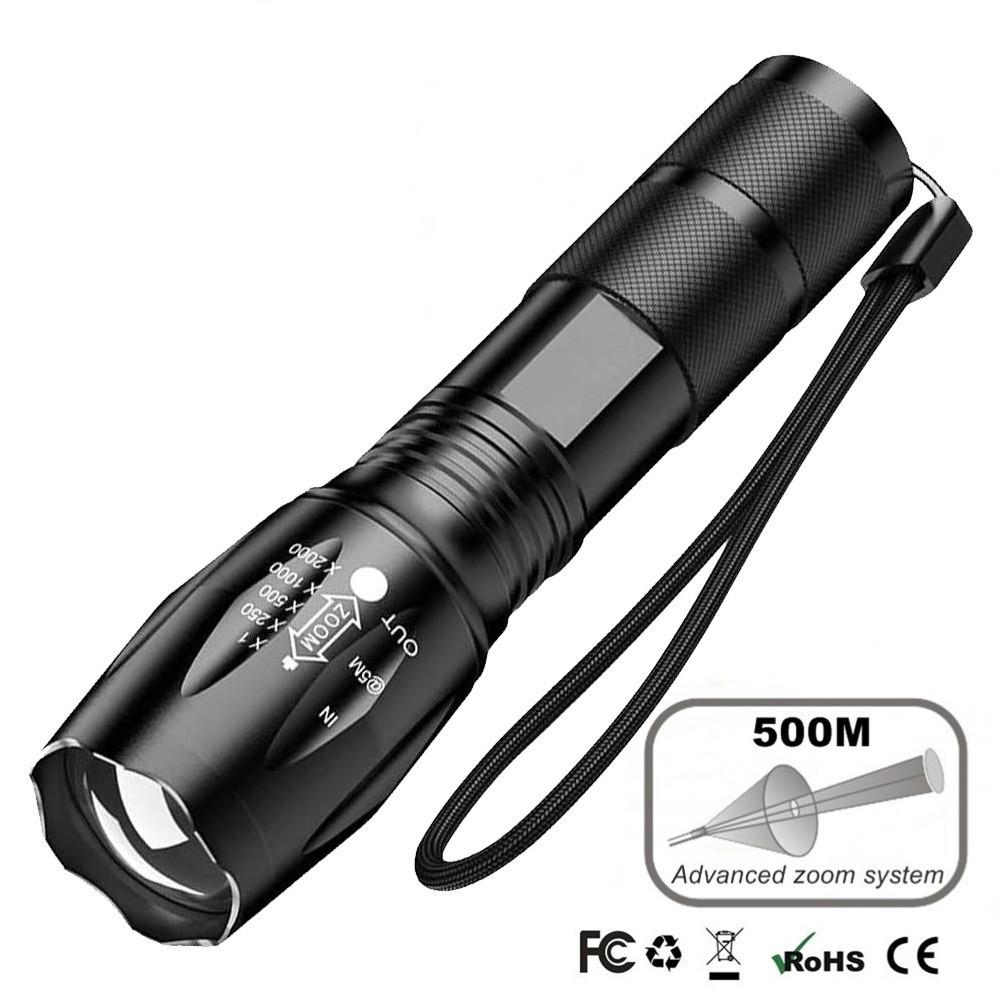 A100 Mini Rechargeable LED Flashlight with T6 Telescopic Zoom