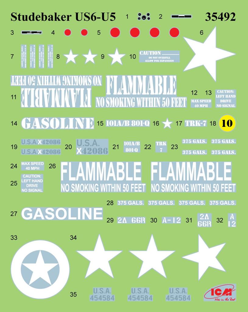 ICM Американский Studebaker Бензиновый Грузовик Пластиковая Модель 35492 1/35 US6-U5 (Военная техника)