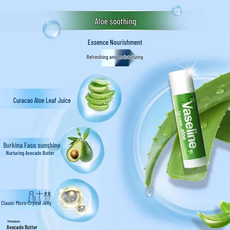 Питательный бальзам для губ Vaseline с алоэ вера