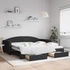 VidaXL Daybed with Trundle and Drawers Black 100x200 Cm Fabric 3197231