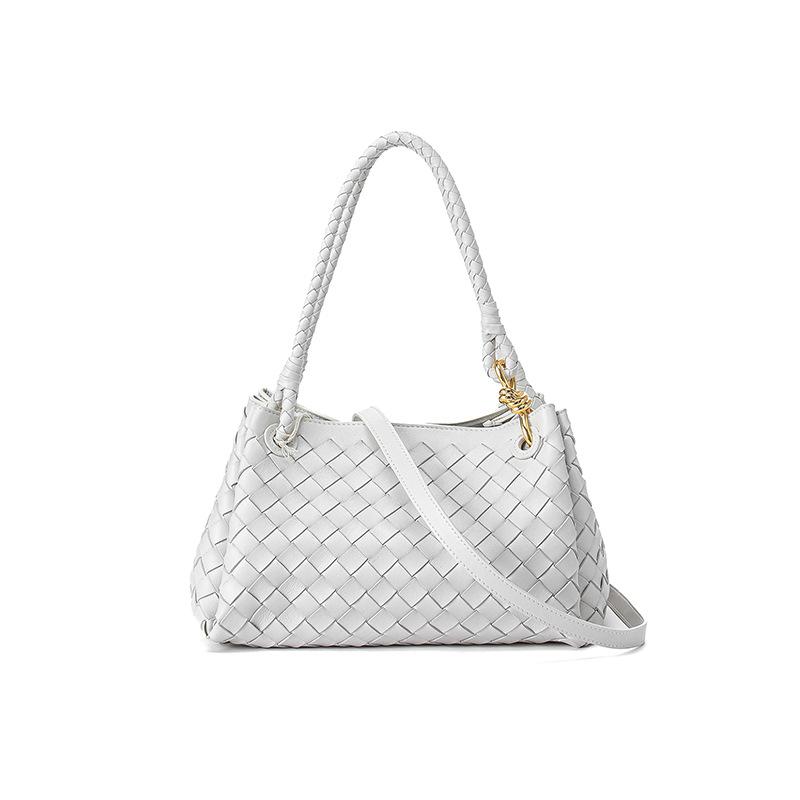 Новая оригинальная женская сумка из натуральной овчины, сумка-парашют среднего размера, ручная работа, плетеная сумка с металлической пряжкой, сумка-тоут на одно плечо и для ношения в руке