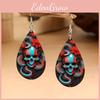Halloween Flower Themed Skull Patterns Water Droplet Shaped Women Earrings