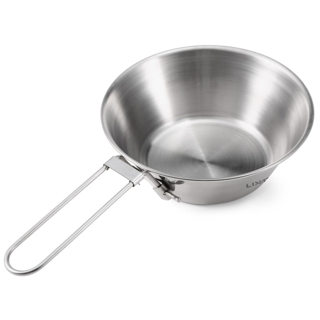 Чаша Lixada из нержавеющей стали со складной ручкой для кемпинга, пешего туризма, пикника