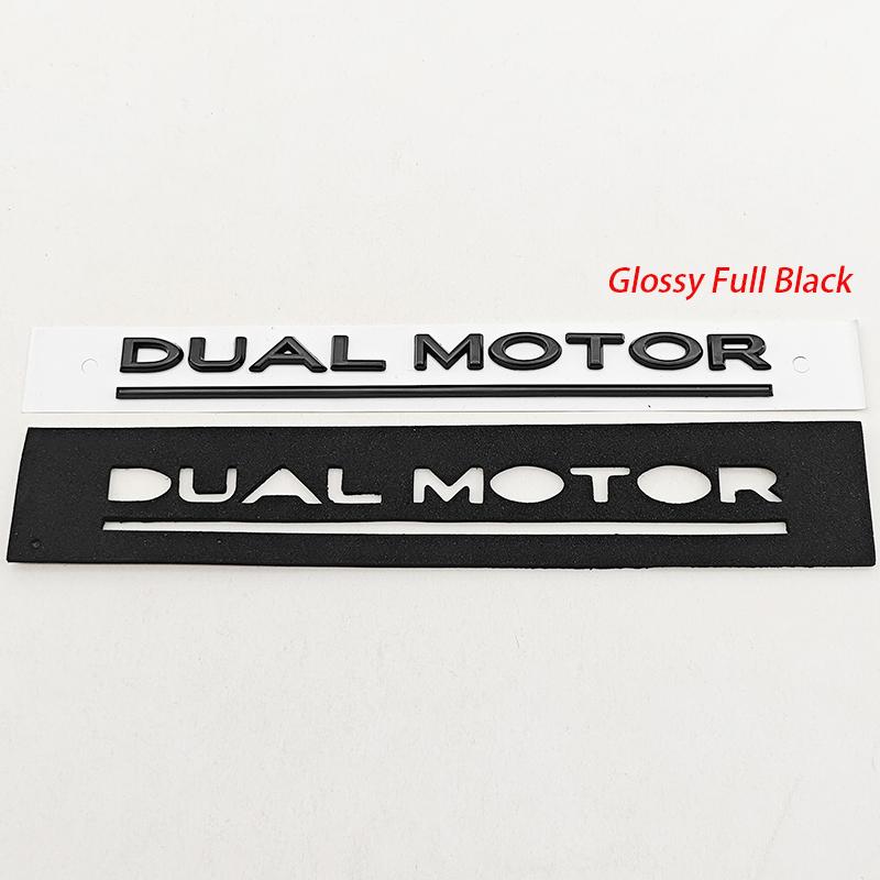 3D ABS Chrome Red Line Black Logo DUAL MOTOR Emblem Letters Car Styling Trunk Badge Sticker for Model3/Y/S/X DUAL MOTOR Accessories