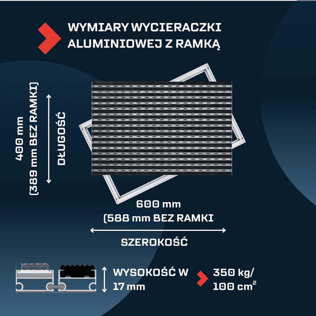 Polentex Aluminum Doormat Rubber + Grosgrain: 60X40, 17Mm With Frame