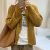 Knitted Cardigan Women's Fall Simple Literary Thickened Sweater Coat Casual Loose Button Up Jacket Coat