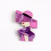 Cartoon Women Portrait Pin Acrylic Girl Badge Retro Lady with Hat Brooch