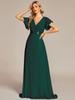 Ever-Pretty Women's Double V-Neck Empire Waist  Floor Length Chiffon Evening Dresses with Short Flutter Sleeves