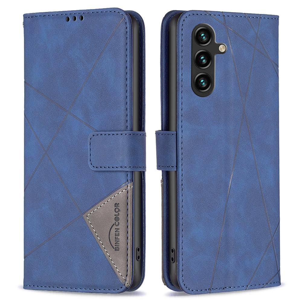 BINFEN COLOR For Samsung Galaxy A55 5G Phone Cases Wallet Stand Geometry Imprinted Leather Cover