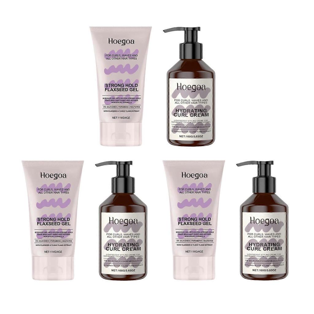 3X Curls Strong Hold Gel + Hydrating Curl Cream Set, Long-lasting Extra Strong Scrunch Gel for Defined Curls, Curl Cream for Smooth & Defined Curls