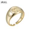 SMJEL Gothic Initial Letter Rings Silver Color Ancient Old English Rings Alphabet Personalize Jewelry Family Christmas Gifts