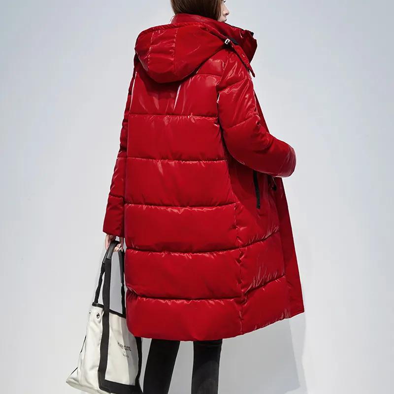 Winter Women Korean Fashion Oversized Hooded Jackets Thicken Warm Waterproof Casual Long Coats