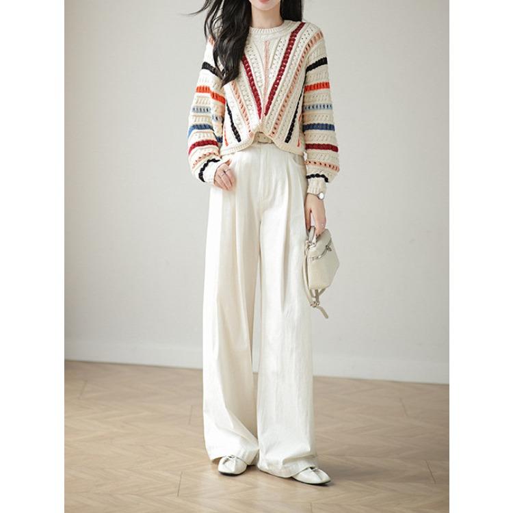 Autumn New Korean Style Long-sleeved Sexy Hole Sweater Asymmetric Loose Pullover Hollow Out Knitwear