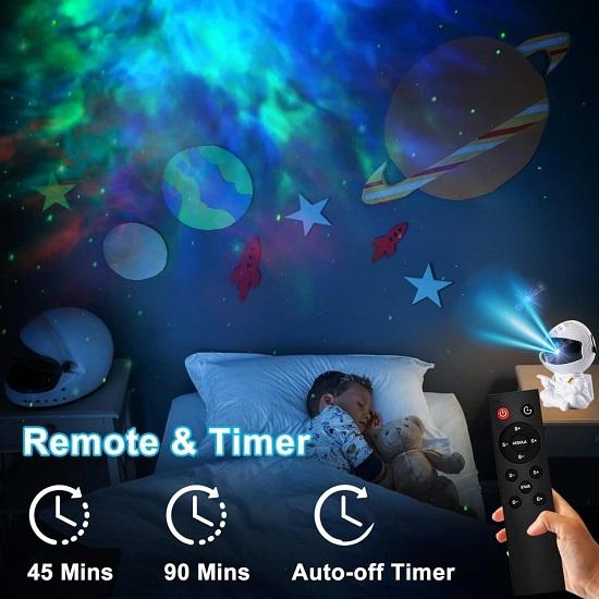 Astronaut Galaxy Projector Night Light  360 Rotating Nebula Star Projector with Remote, Timer Head LED Space Lamp for Kids’ Bedroom, Home, Gifts, Toys