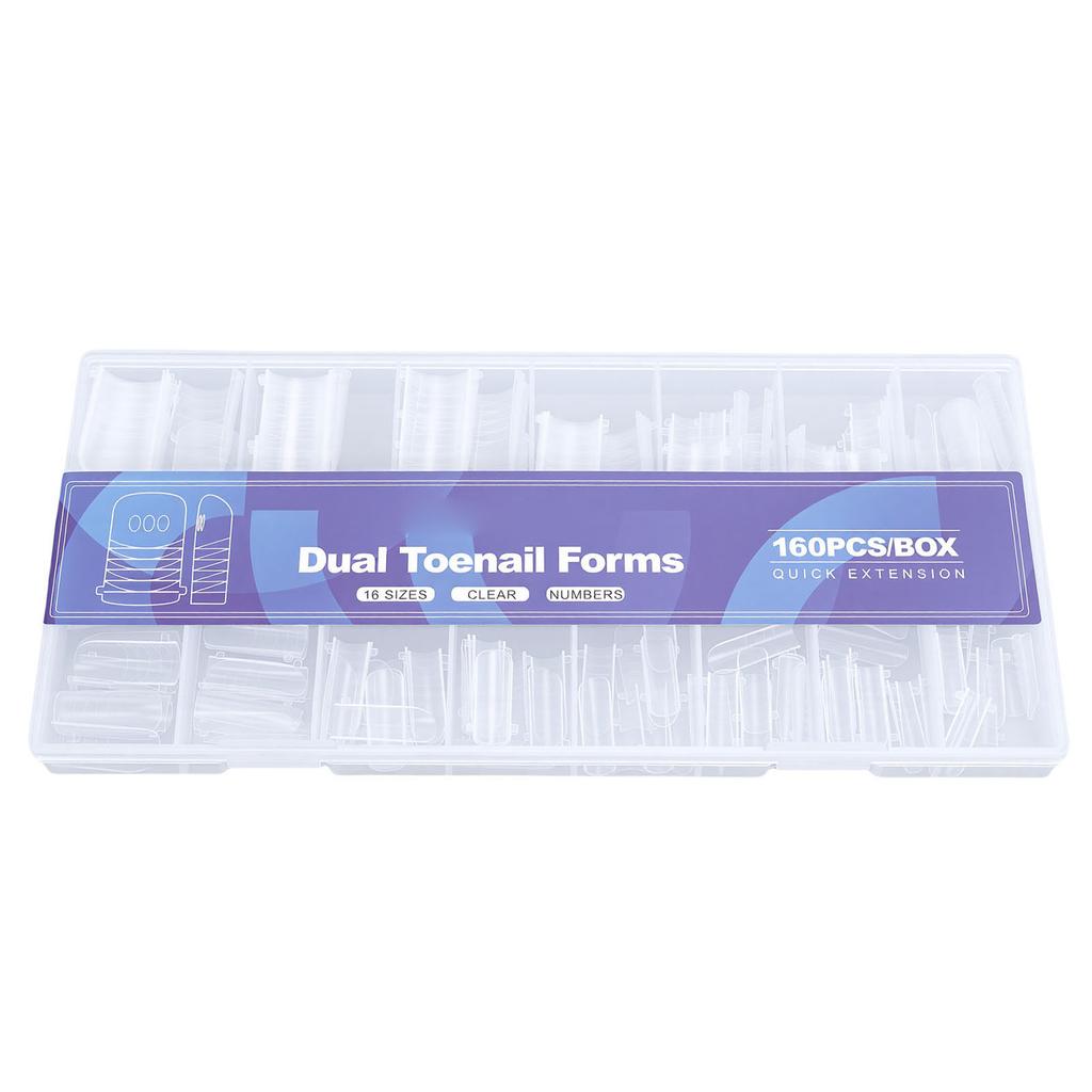 160 Pcs Toenail Forms Clear Toenail Extension Full Cover Tips with Accurate Markings for Manicure   At Home