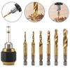 6Pcs Titanium Plated Hex Shank HSS Screw Thread Metric Tap Drill Bits Screw Machine Compound M3 M4 M5 M6 M8 M10 Hand Tools