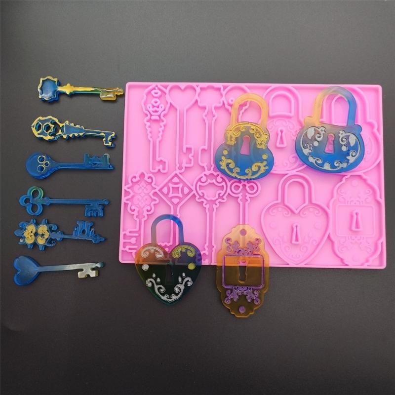 Safe Lock Keychain Silicone Mold Dainty Keychain Pendant Mold Unique Lock Shape Mold for Handmade Gifts Crafts