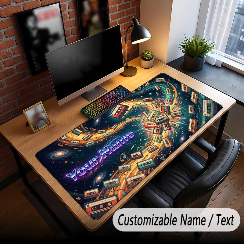 Space Cosmic Theme Custom Mouse Pad Personalized With Name Text Customized Desk Mat For Office Home Decor