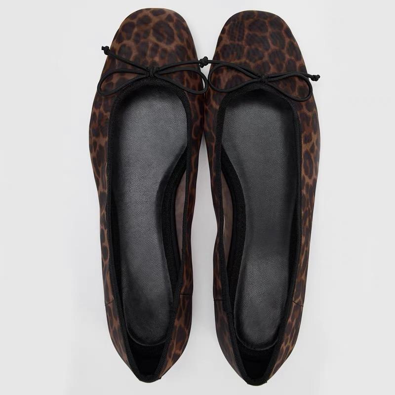 Модные Уютные Балетки из Сетки с Леопардовым Принтом Женские Сексуальные с Круглым Носком и Бантом Дизайнерская Обувь Модные Туфли Мэри Джейн на Мягкой Подошве