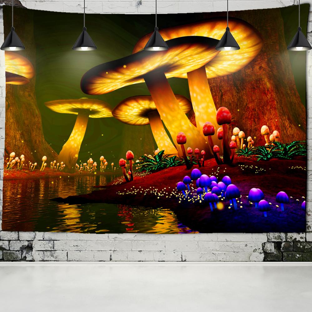 Психоделический гобелен с грибами, настенный подвесной богемный Мандала, колдовство, тайна, тапиз, декор для спальни в общежитии