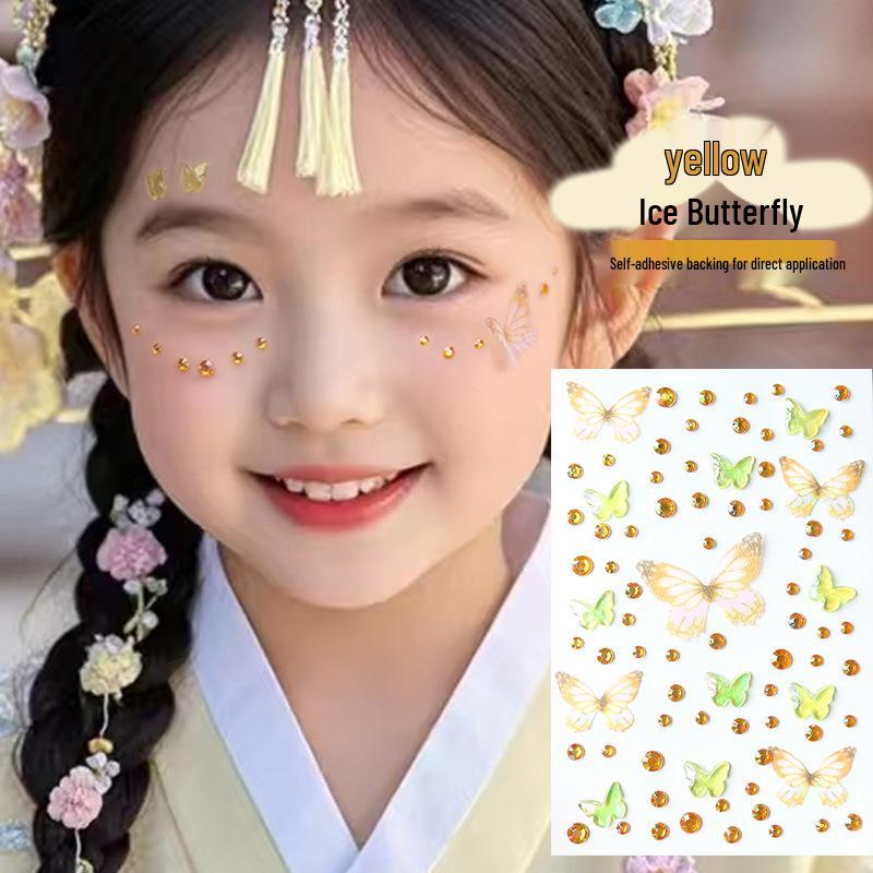 Наклейки для лица «Бабочка и бриллиант» для детского сценического макияжа