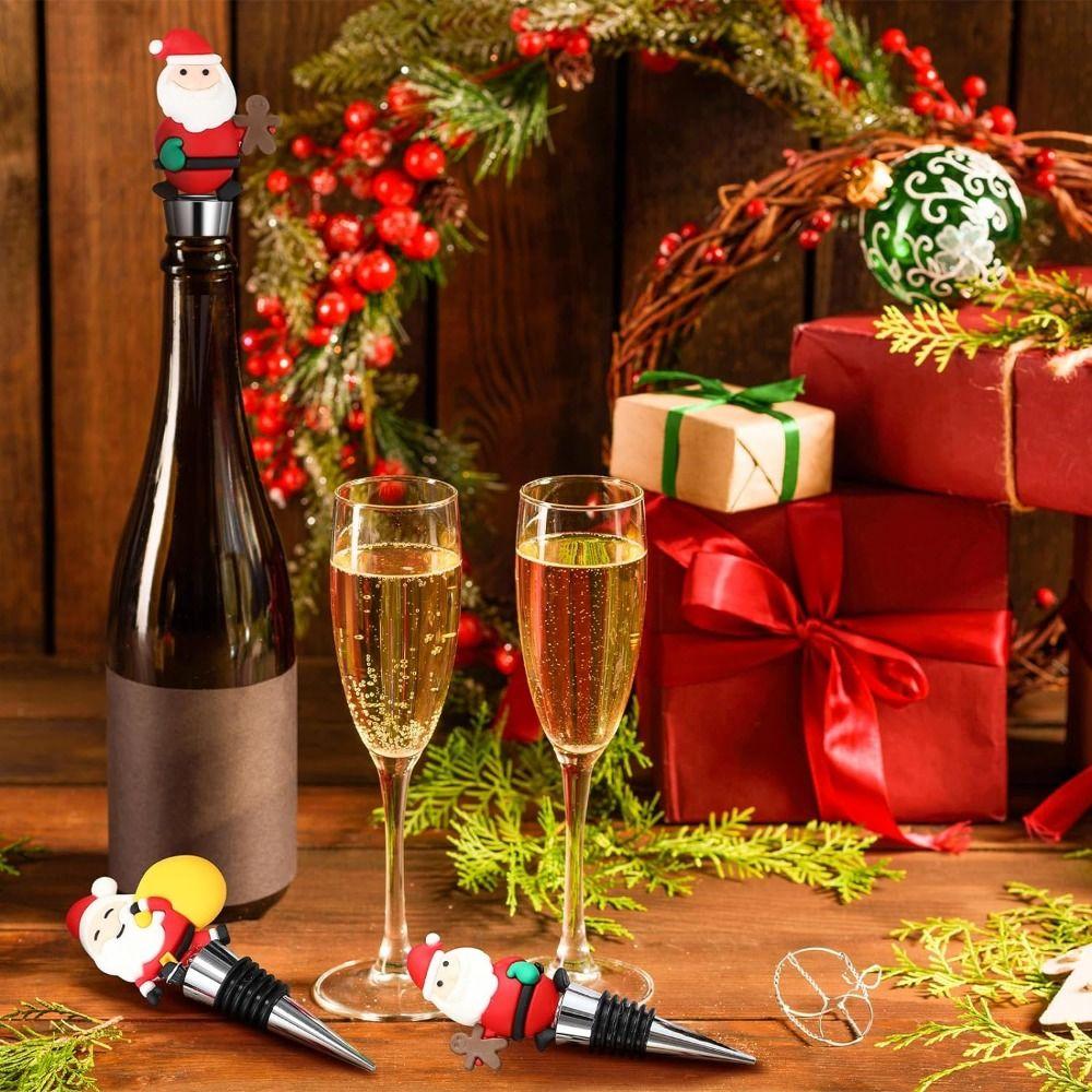 Vacuum Sealed Metal Wine Corks Reusable Christmas Bottle Sealing Plug Wine Lovers