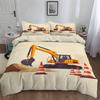 Boys Excavator Bedding Duvet Cover King Bed Engineering Construction Vehicles Digger Kids Boys Quilt Cover Set with Pillowcase