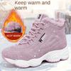 Stylish Comfortable Women's High Top Sneakers Winter Warm Plush-Lined Shock Absorbent Shoes Solid Color Lace-Ups Sneakers