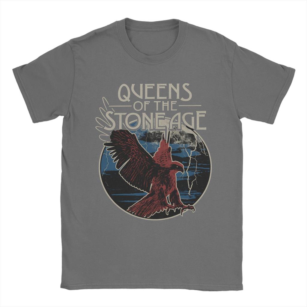 Футболка с принтом музыкальной группы Queens of the Stone Age для взрослых Американский рок Чистый хлопок Летняя футболка Оверсайз