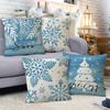 Новая синяя рождественская наволочка «Снежинка», льняная наволочка с принтом, праздничное украшение комнаты, дивана, чехол для подушки