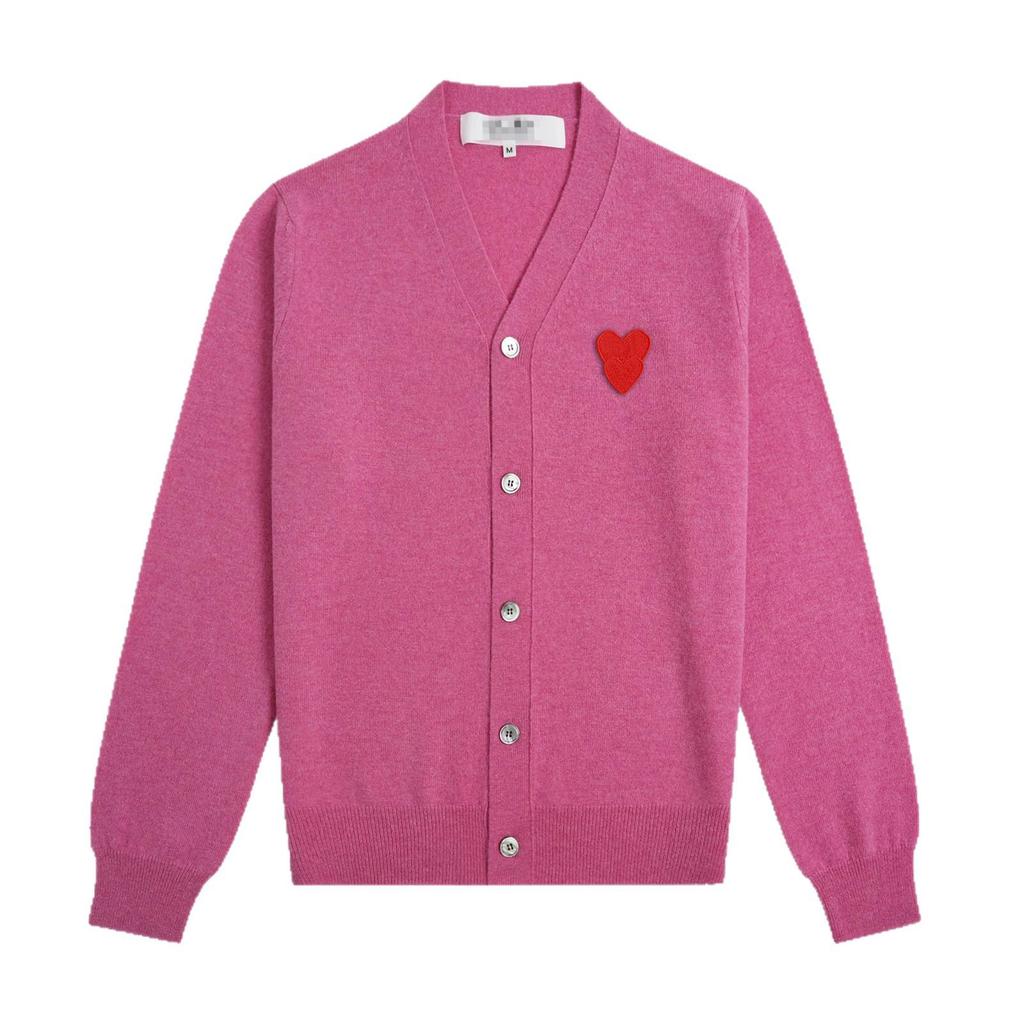 Кардиган шерстяной CDG Kawakubo с V-образным вырезом и сердцем - Вязаный свитер PLAY в японском стиле