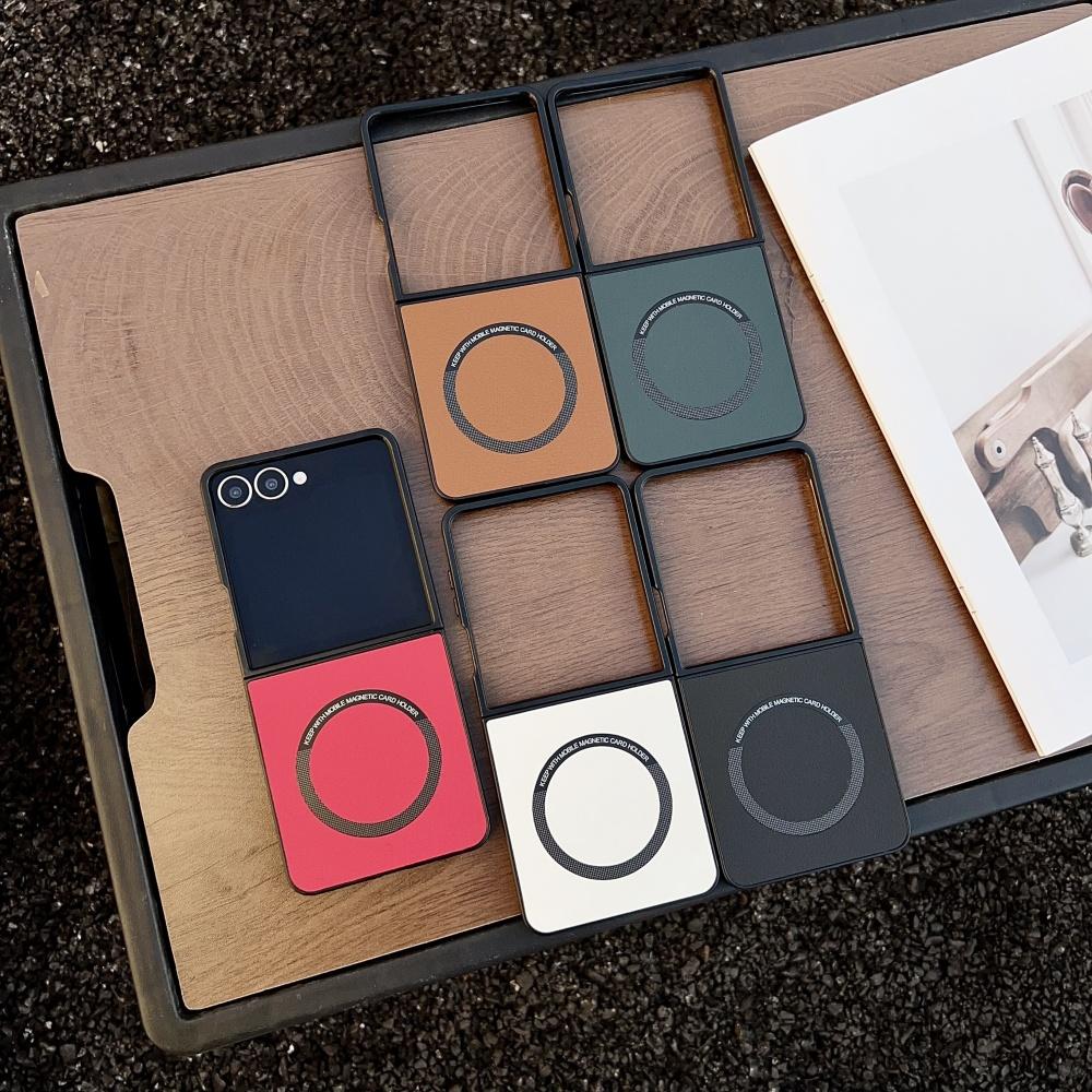 Роскошный Магнитный Матовый Мягкий Кожаный Чехол для Телефона Samsung Galaxy Z Flip 7 6 5 4 3 Для Беспроводной Зарядки Magsafe Защитный Чехол