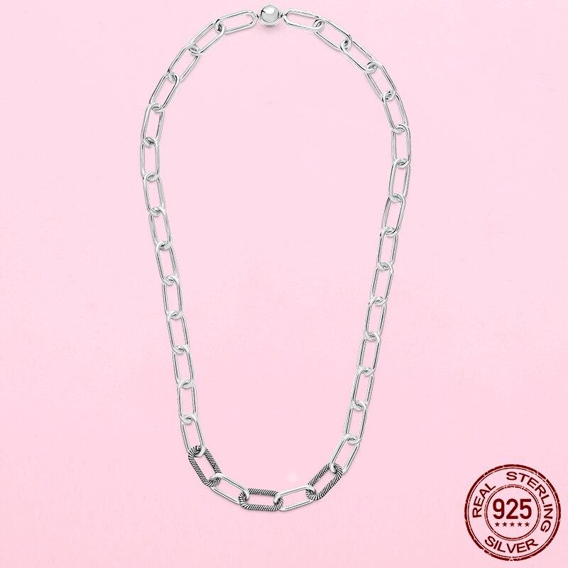 Ожерелье из стерлингового серебра 925 пробы Me Link для модных элегантных женщин, изящные ювелирные изделия, подходят для изготовления ювелирных изделий с шармом