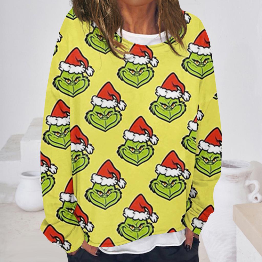 Женская повседневная модная винтажная толстовка с длинным рукавом и круглым вырезом с принтом, многослойный пуловер, топ