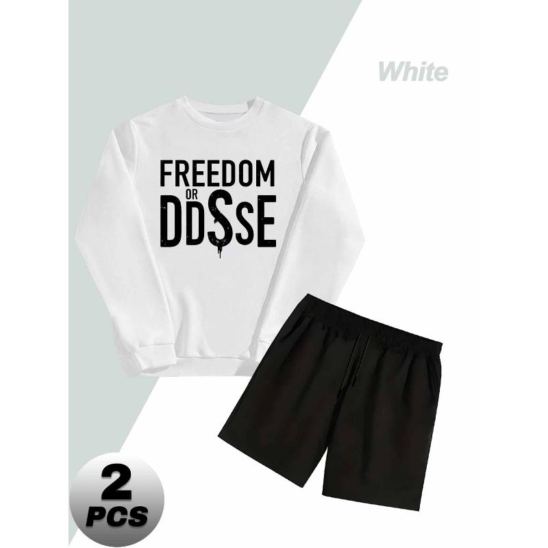 Men's Crew Neck Polyester Sweatshirt and Shorts 2 Piece Tracksuit Wrinkle