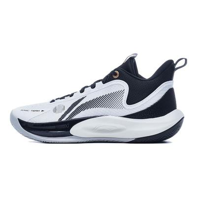 Баскетбольные кроссовки Li Ning Sonic Team, универсальные, из искусственной кожи, с амортизацией, средней высоты, мужские, белые, черные ABPT057-1