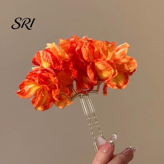 Women Hair Accessory Stick Artificial Flower Decor Easy to Wear Bun Pin Organizer Decorative Broken Fixer Handmade Fabric