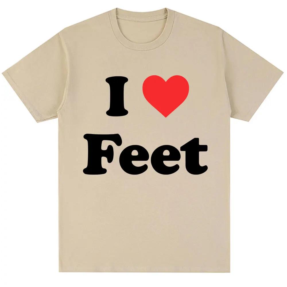 Смешная футболка с принтом I Love Feet для мужчин и женщин, юмористическая цитата, футболки оверсайз, хлопковые, повседневные, с круглым вырезом