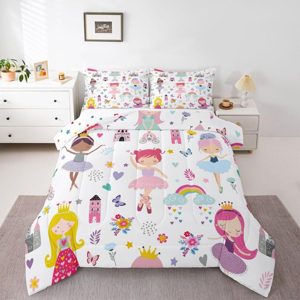 Boho Rainbow Bedding Set For Girls Twin,Cute Bohemian Eyes Moon Sun Comforter Set Kawaii Cloud Dream Catcher Bedding Comforter Sets For Kids