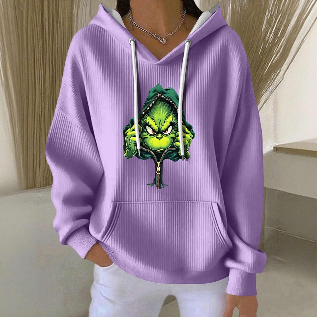 Женская модная повседневная толстовка с длинными рукавами и принтом рождественского ангела