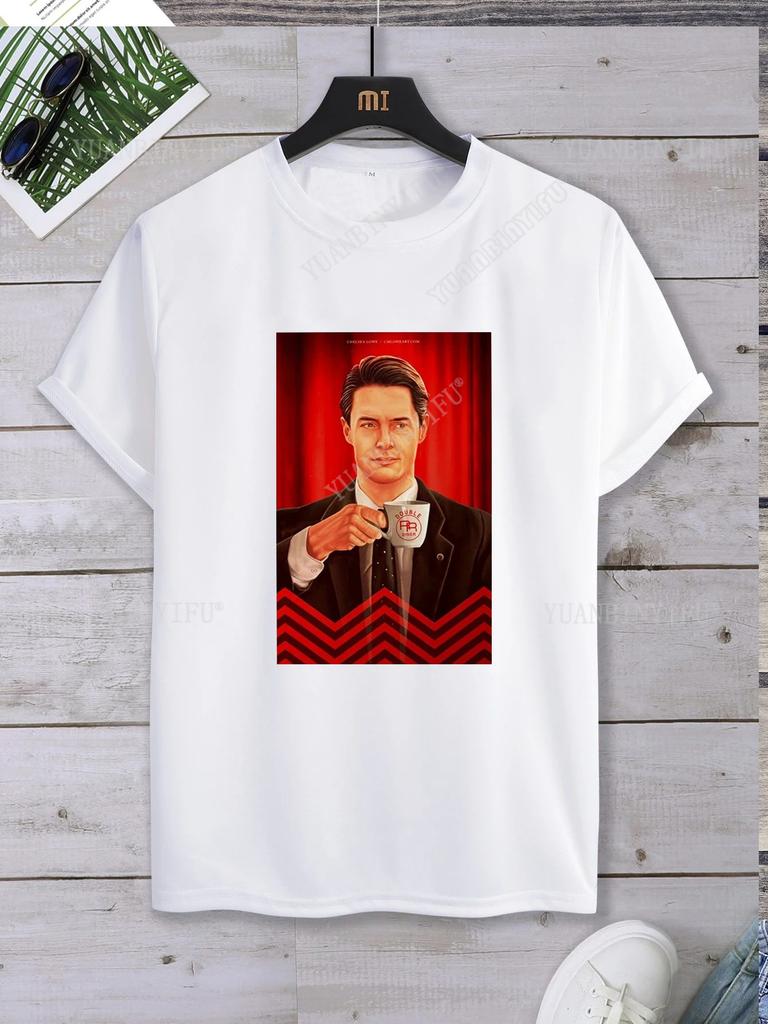 Хипстерская футболка с принтом Twin Peaks Унисекс Свободная футболка Топ Короткий рукав Круглый вырез Уличная Горячая Распродажа