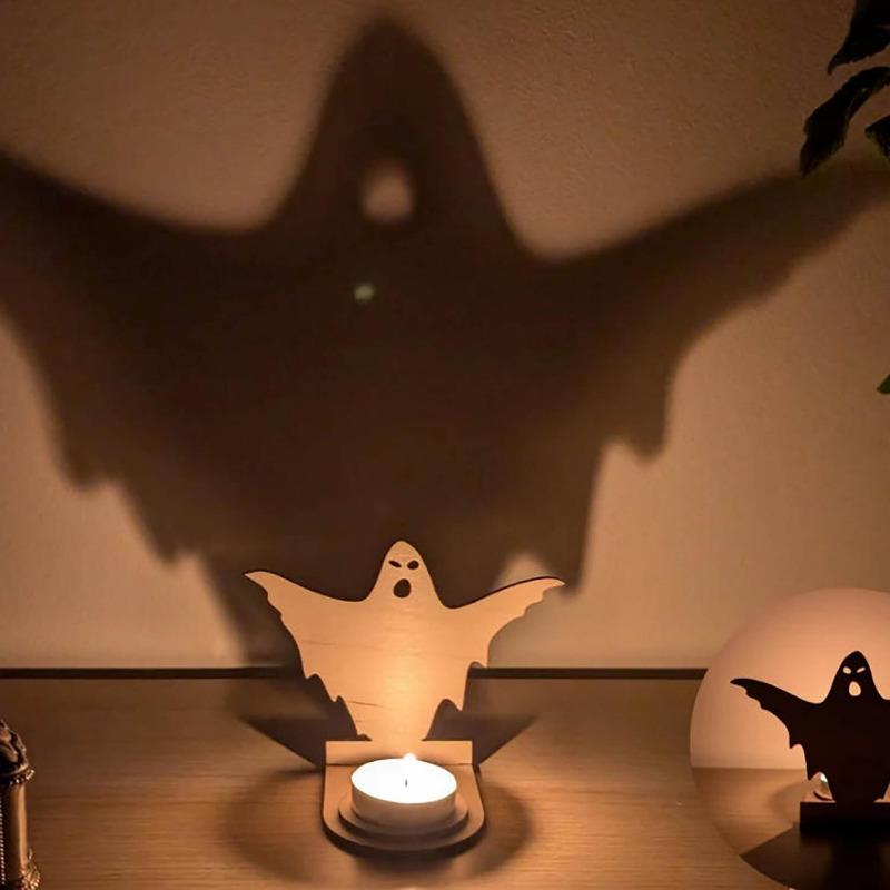 Wooden Crafts Ghost Candles Ghost Horror Halloween Party Decoration Home Living Room Ornament