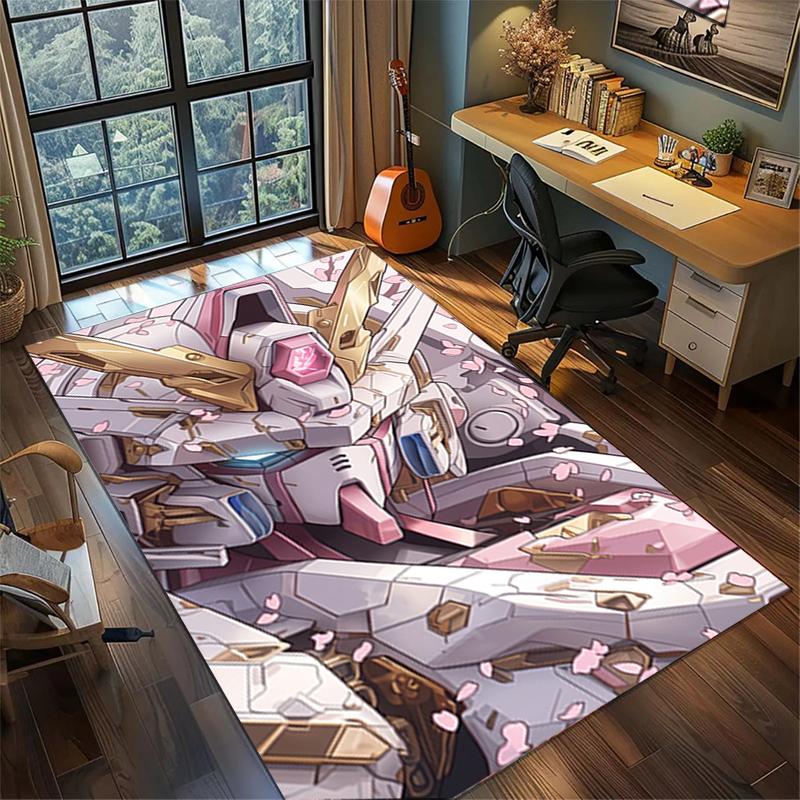 Non Slip Gundam Carpet Large Washable Area Rug for Gamer Room Bedroom Decor