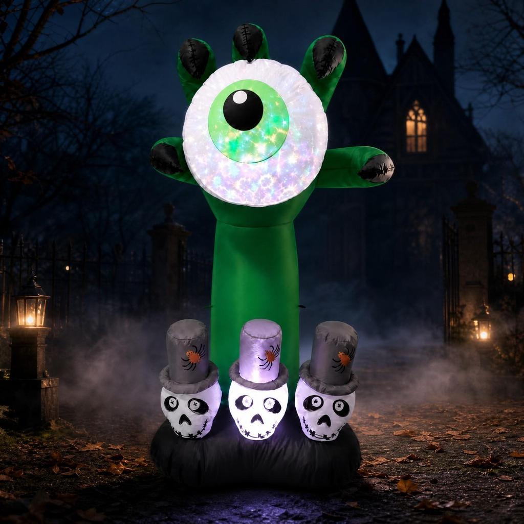1,8 м Надувное украшение для газона на Хэллоуин, Уличное одноглазое существо со светом и звуком
